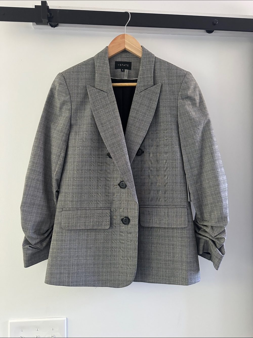 NWT 1. State Gray Plaid Suit Jacket
